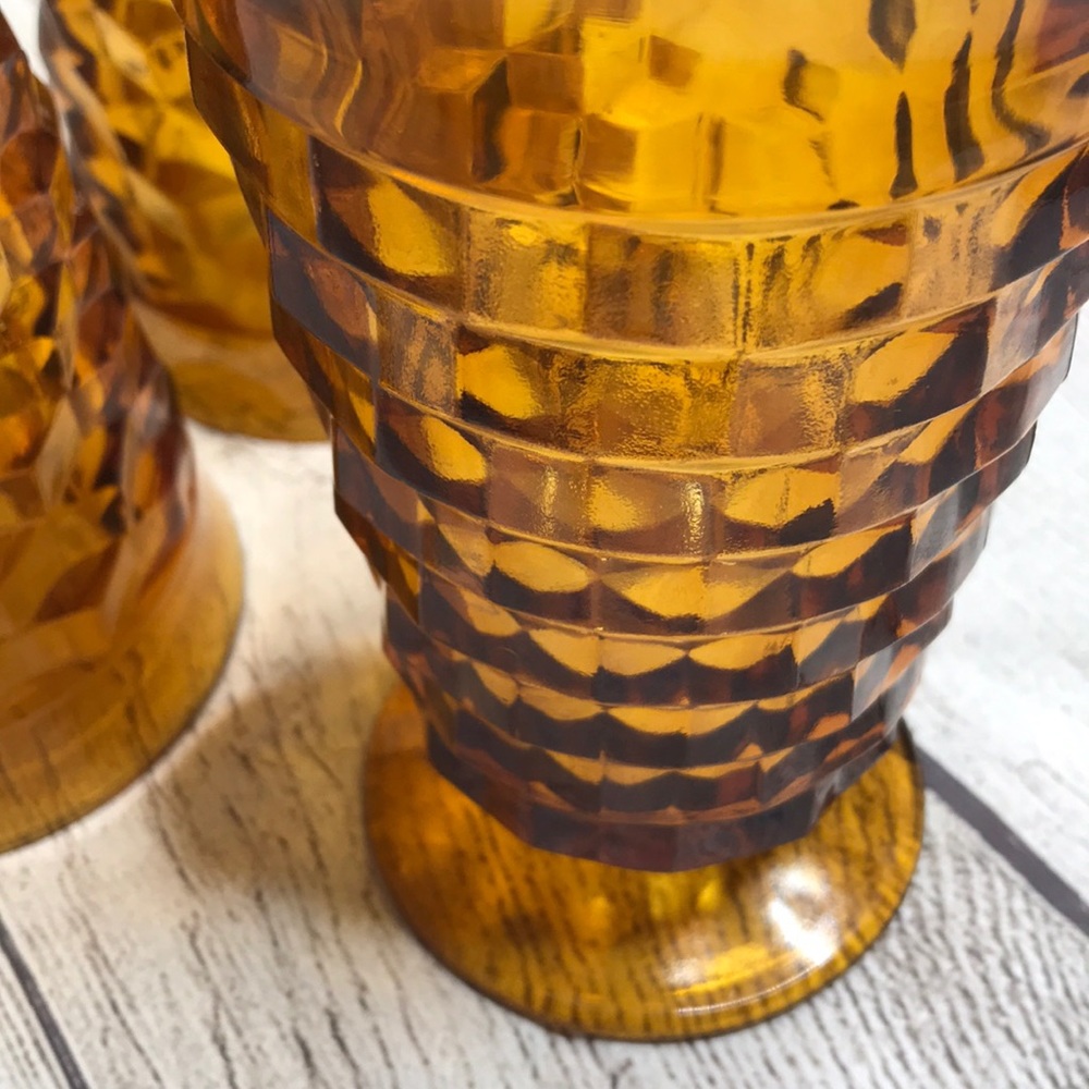 3 Vintage Amber textured water glasses - Picture 6 of 6